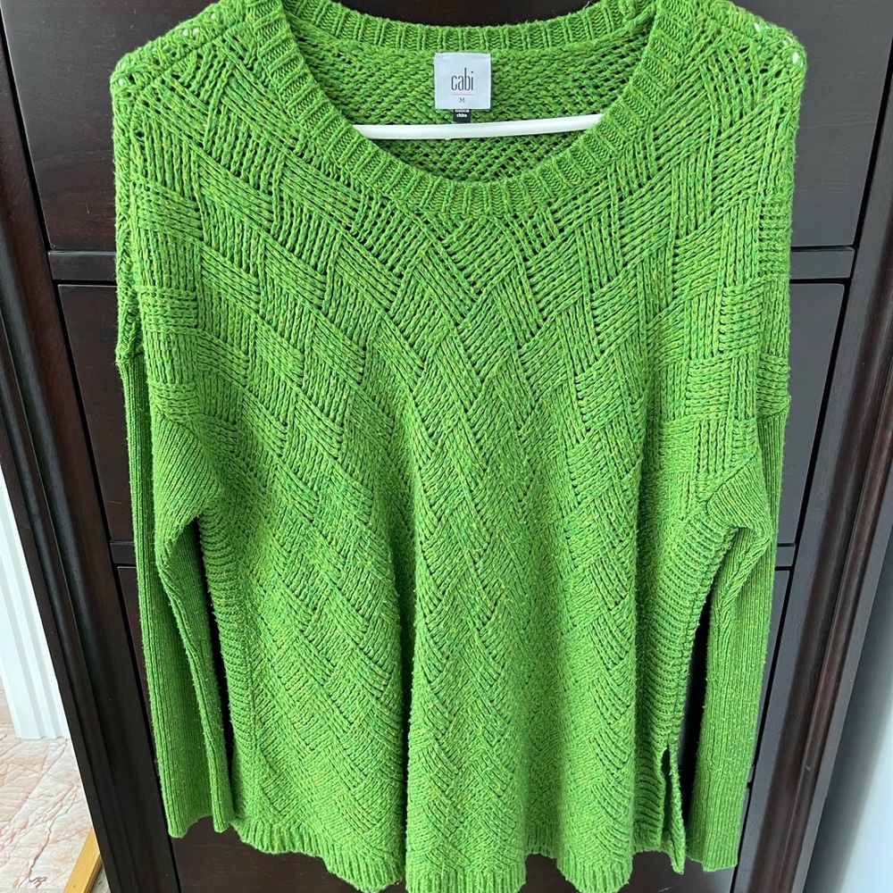 Cabi green waffle sweater
